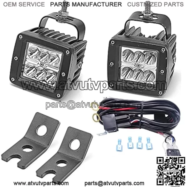 Backup Rear Pillar 2x 18W Cube Lights Mount Brackets ?? Wiring Kit Compatible with Polaris RZR XP 1000/Turbo 900 2015-2022