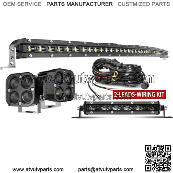For Can-Am Maverick X3 Upper Roof 50" Curved LED Light Bar +7" +4" Pods Lights