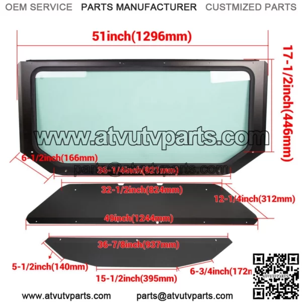 Full Glass Windshield W/O wiper For 17-23 Can-Am Maverick X3 XDS XRS- UV Protect - Image 2
