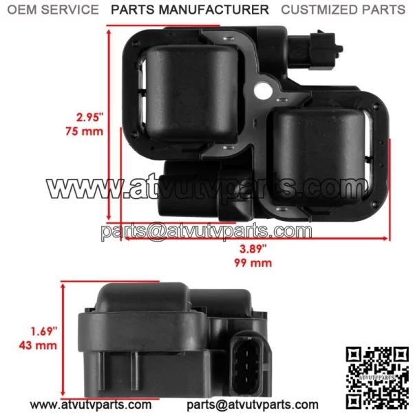 Ignition Coil with Spark Plug Wires for Polaris 4017693 | 4017692 | 2876049  (For: Polaris) - Image 3