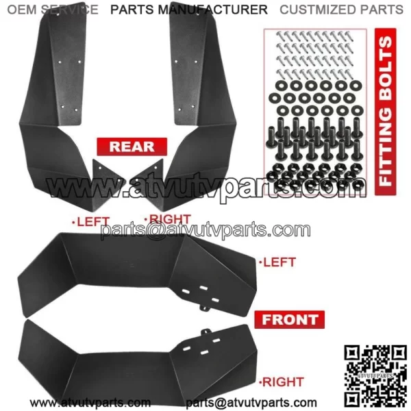 For Polaris RZR-4 900 RZR-S 900 RZR-S 1000 Mud Flaps UTV Fender Flares 2015-2019 (For: Polaris) - Image 2