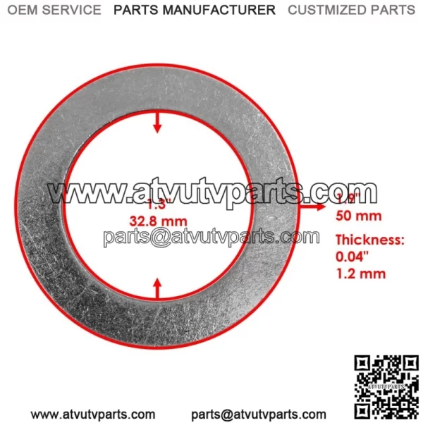 Clutch Washer for Polaris RZR 1000 2016 / 32.512 x 49.0 x 1.214 (For: Polaris) - Image 2