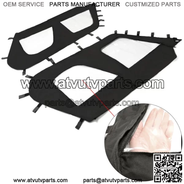 NEW BLACK+CLEAR Soft Upper Doors For 2012-2021 Kawasaki Teryx4 4 seat UTV models (For: Kawasaki Teryx4 800) - Image 3