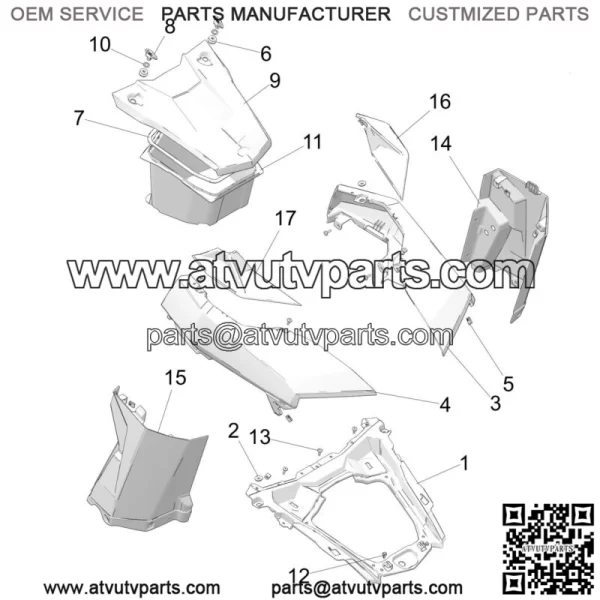 Polaris Center Hood, White Lightning,  OEM Part 5454554-599(For: Polaris) - Image 2