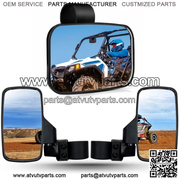 UTV Rear Side View & Center Mirrors For Kawasaki Mule PRO FX FXT DX DXT PRO-MX - Image 2