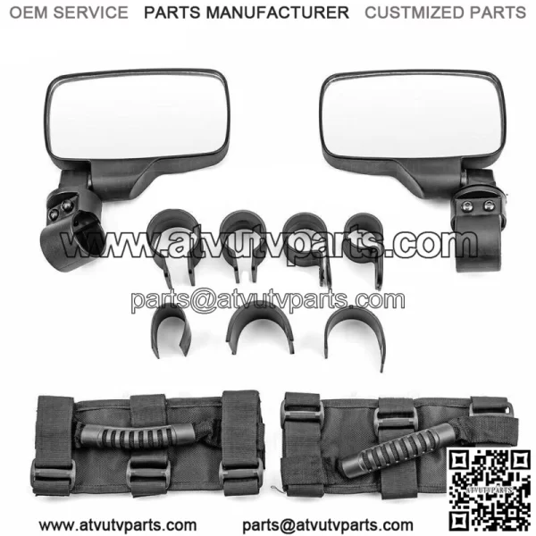 Adjust Rear Center Side View Mirrors w/Handle Graps For Kawasaki Teryx 4 750 800 (For: More than one vehicle) - Image 2
