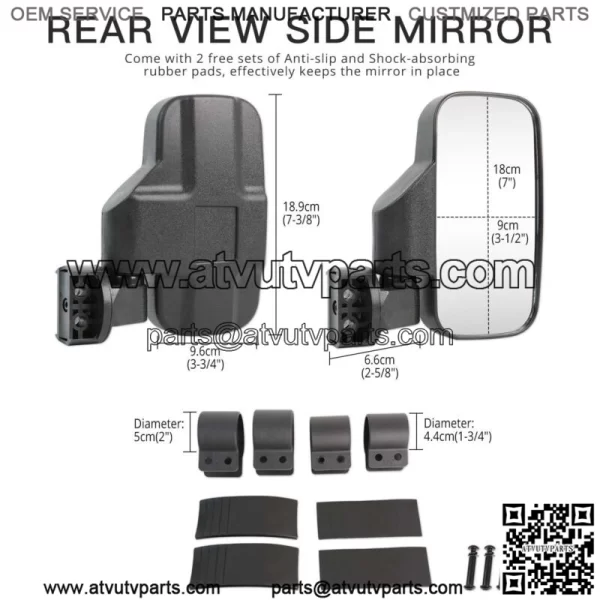 UTV 1.75" -2" Roll Bar Rearview Side Mirrors For Kawasaki Teryx KRX 1000 750 800 (For: More than one vehicle) - Image 3