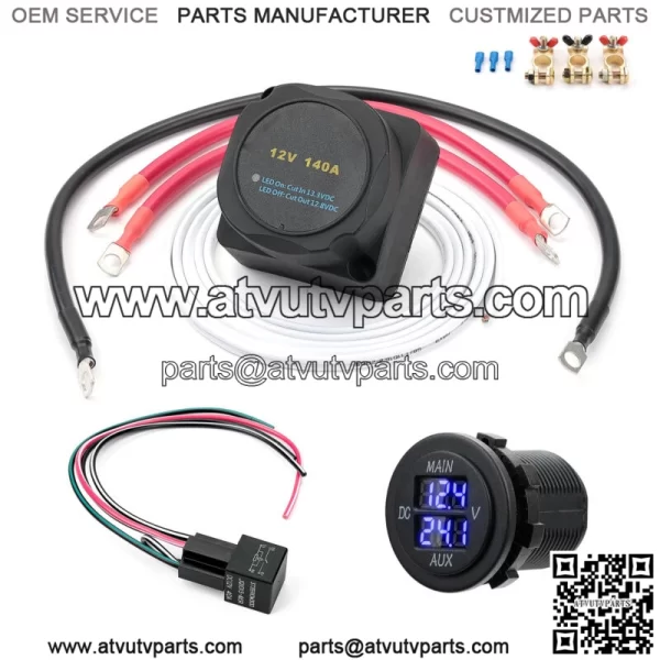 12V UTV Dual Battery Isolator Connect & Monitor Kit with Voltage Sensitive Relay