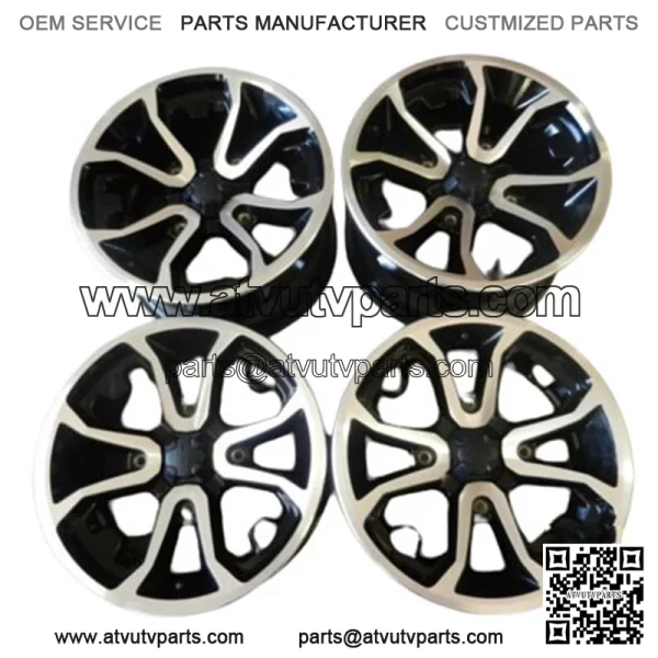 Can Am OEM Wheel Rim Set 14" New Take Off 14x7 14x8.5 4x137mm Black Machined