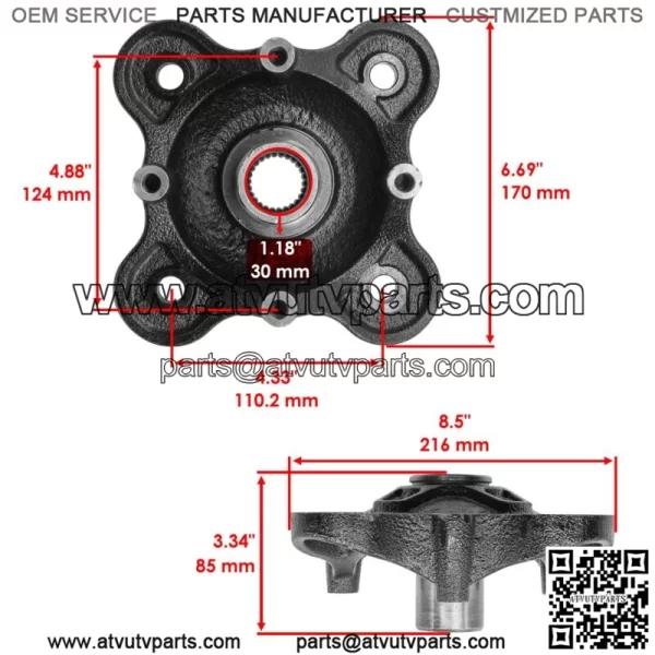 Rear Wheel Hub Kit For Polaris Ranger 1000 Diesel 2016-2018 (For: Polaris) - Image 2