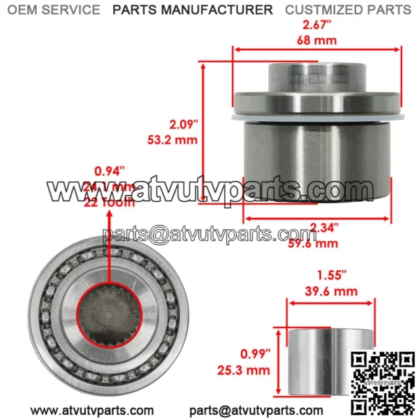 Front Differential Output Hub Assembly for Polaris RZR XP 4 1000 EPS 2018-2023 (For: Polaris) - Image 2