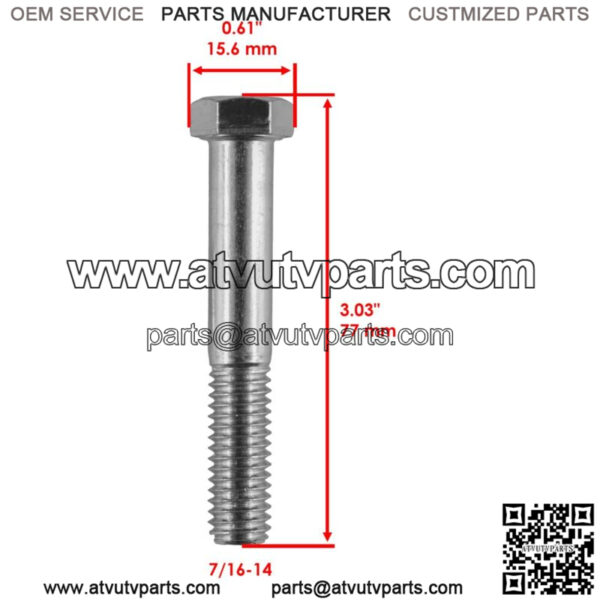 Control Arm Bolt Rear Lower Outer for Polaris 7517873 / 7/16-14 - Image 2