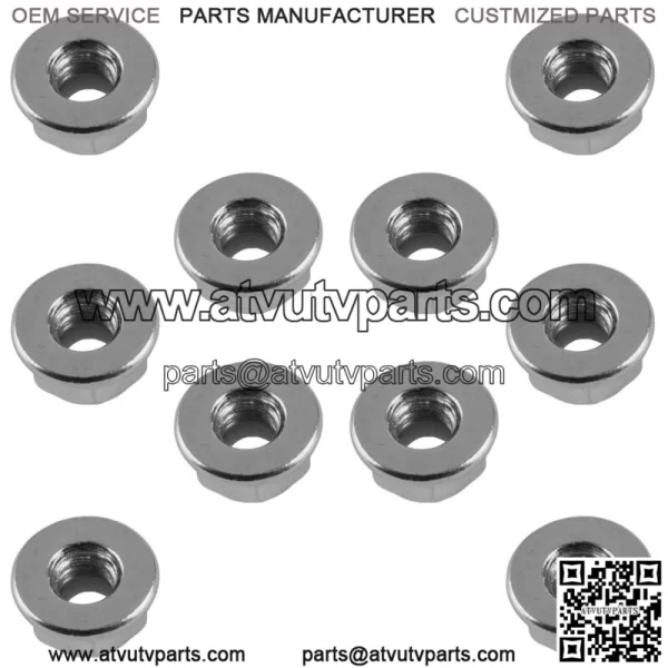 10x Flanged Nylok Nut For Polaris 7542153 1/4-20 (For: Polaris Sportsman 570) - Image 3