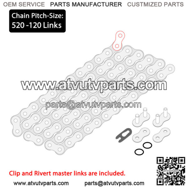 O-Ring Drive Chain & Sprockets Kit for Polaris Scrambler 400 4x4 1996 1997-1999 - Image 2