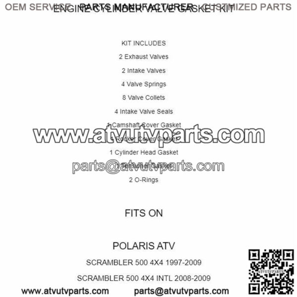 Cylinder Head Valve Gasket Kit Fits Polaris Scrambler 500 4X4 1997-2003 - Image 2