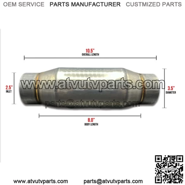 BP251 Exhaust Muffler / Resonator - 304 Stainless Steel - 2.5" - Image 3