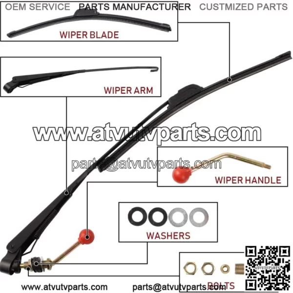 UTV Manual Hand Operated Windshield Wiper for KUBOTA Golf Cart UXV Can Am Gator (For: More than one vehicle) - Image 2