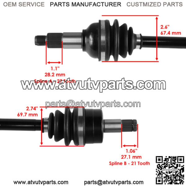 Front Right and Left CV Joint Axle for Yamaha Grizzly 550 YFM550 4WD FI 09-2014 - Image 3