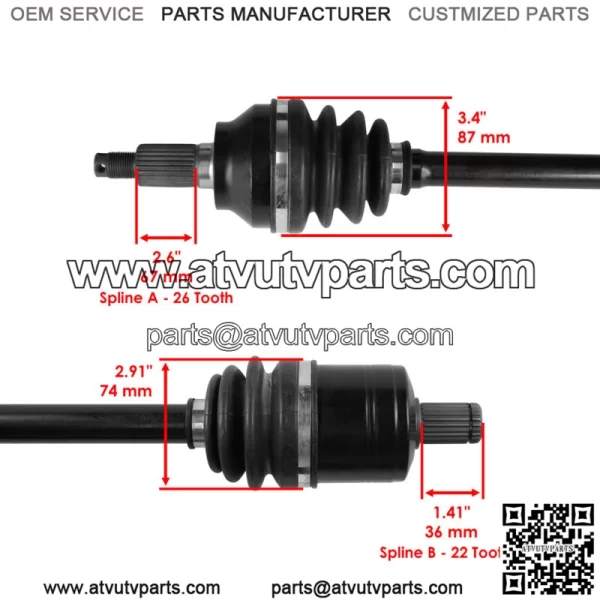 Front Rear CV Joint Axle Shaft for Polaris RZR XP 4 1000 2017 2018 Left Right (For: Polaris) - Image 3