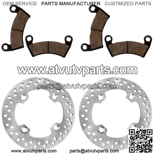 2 Front Brake Disc Rotor And Pads for Polaris Ranger Crew XP 1000 2017-2018 (For: Polaris)