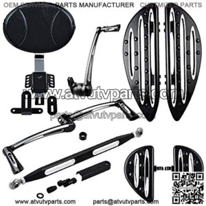 Adjustable Rider Backrest Adapter Metal Stand Mounting Kit Driver Passenger Floorboards Brake Arm Lever Peg Lever Toe Rear Heel Shifter Pedal Shift Linkage Set Compatible with Harley Touring 2009-2013