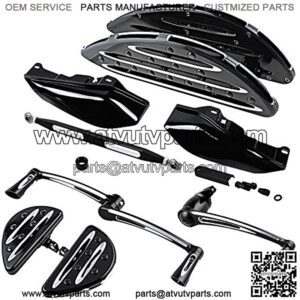 Front Driver Rear Passenger Stretched Floorboards + Brake Arm Lever Peg Pedal + Heel Toe Shifter Pegs + Shift Linkage + Mounting Bracket Screws + Mid-Air Deflector Kit Compatible with Harley 2014-2016