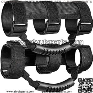 Roll Bar Grab Handle Grips Set for Jeep, UTV, & ATV - Strap Fits 1 1/2 to 3 Inch Bars - Pack of 2, Black