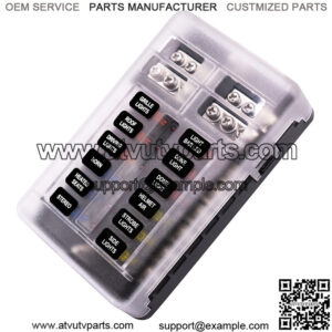 Independent positive and negative poles with one input and multiple output fuse box with LED indicator (1 input and 12 output)