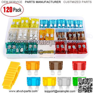 50016R 120 pcs Standard Fuse Assortment kit C 5, 7.5, 10, 15, 20, 25, 30 AMP C Regular APR/ATO (Open)/ATC Blade Fuses for Cars, Trucks, Boats,Automotives,2 Years Warranty