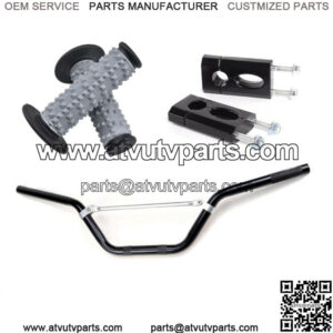 7/8" 22mm ATV Handle Bar + Grips + Clamp Mount Adapter Riser Dirt Bike 110-125CC