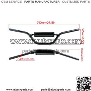 22mm 7/8" High Black Handle Bar with Pad Dirt Pit ATV Quad Bike Atomik Thumpstar