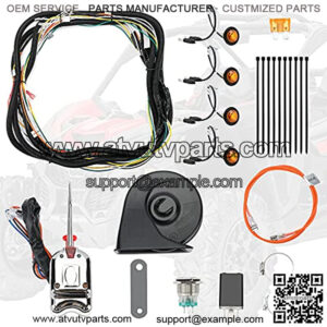 UTV Turn Signal Kit, Universal Turn Signal With Column Turn Switch & 105D Horn With Button Amber LED Blinker Kit Wide Compatible With Polaris, Pioneer, Can-Am, Kawasaki, Arctic Cat