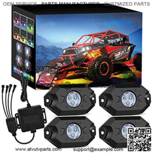 RGB LED Rock Lights Kit, 4 pods Underglow Multicolor Neon Light Pod with Bluetooth App Control Flashing Music Mode Wheel Well Light for Truck ATV UTV RZR SUV