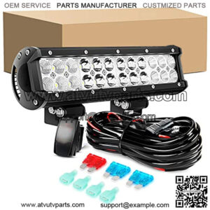 ZH084 LED Light Bar 1PC 12Inch 72W Spot Flood Combo LED Off Road Lights 12V 5Pin Rocker Switch LED Light Bar Wiring Harness Kit- 2 Leads, 2 Years Warranty