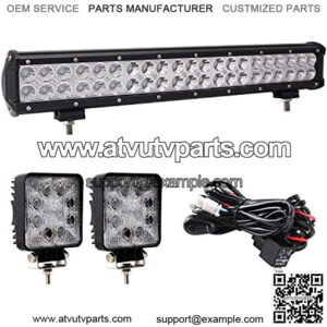 20" Led Light Bar, Glotech 126W Cree Waterproof Spot Flood Combo Driving Off Road Lights and 2PCS 4" LED Pods with 10ft 12V Wiring Harness for Truck, SUV, Jeeps, Car