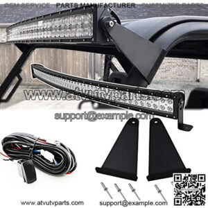 50 inch 288W LED Curved Light Bar Spot/Flood Combo Beam & Upper Roof Windshield Pro-fit Cage Mounting Brackets w/Wiring Kit Compatible with Polaris Ranger 570 900 1000 XP Full-Size