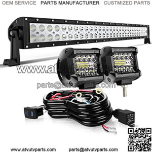 AUSI 32" LED Light Bar 180W Spot Flood Combo Offroad Driving Light+2Pcs 4Inch 60W LED Cube Pods Fog Lights+Rocker Switch Wiring Harness for Polaris ATV UTV Trucks Boat