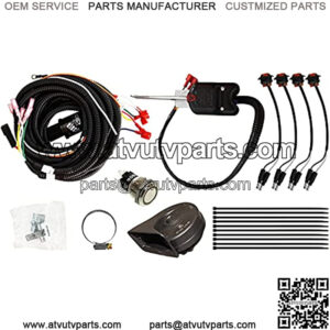 Universal ATV / UTV Turn Signal Kit (With Column Turn Switch & Horn button)- Fits Honda, Polaris, Can-Am, Kawasaki, John Deere, Arctic Cat, & More! | LED Signal Lights | Includes 105 dB horn!