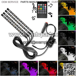 TR-06 4PCS 48 LED Interior Lights DC 12V Multicolor Music Car Strip Light Under Dash Lighting Kit with Sound Active Function and Wireless Remote Control, 2 Years Warranty
