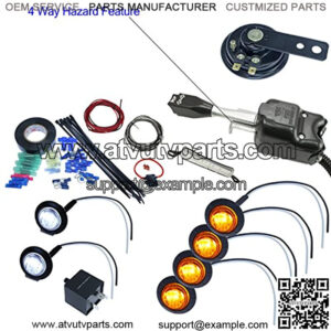 UTV Heavy Duty Lever Switch Turn Signal Kit with Horn and Hardware Kit (Round: 4 Amber)