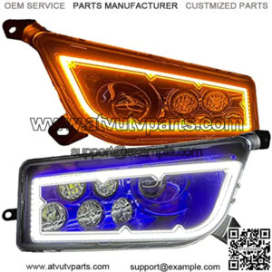 BLUE Razor RZR Street Legal LED Headlight Turn signal kit compatible with Polaris General, RZR 900s, Polaris razor 1000 XP Turbo (Fits: 2015-2021) (Dual Color SwitchBack Halo Blue/Amber)