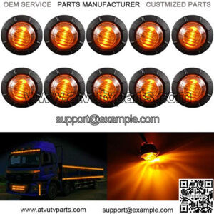 3/4Inch Round LED Front Rear Side Marker Indicators Light Waterproof Bullet Clearance Marker Light 12V for Car Truck (Amber)