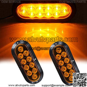 Waterproof 6 Inch Oval Amber Sealed 10LED Turn Signal Side Marker Tail LED Light Kit for Truck Trailer Bus Caravan RV UTV Vans(Pack of 2)