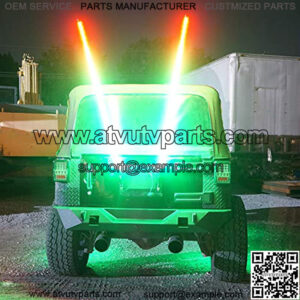 Dual 3 Feet LED Whips and 4x Rock Lights Combo Kit Chase Moving Brake Turn Signal Flashing Strobe