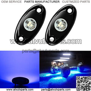 2 Pods LED Rock Lights, Ampper Waterproof LED Neon Underglow Light for Car Truck ATV UTV SUV Offroad Boat Underbody Glow Trail Rig Lamp (Blue)