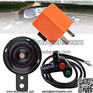 7/8" Horn Turn Signal On/Off Light Switch + Flasher Relay + Horn for Motorcycle ATV Offroad Compatible with Honda Yamaha Suzuki Kawasaki