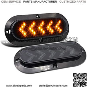 (Pack of 2) 6 Inch Arrow Smoked Lens Amber LED Sealed Oval Side Marker Indicator Turn Signal Lights Waterproof Surface Mount for Boat Trailer RV Pickup Truck Container Lorry ATV 12v DC 25LED