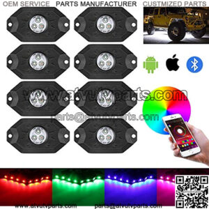 RGB Led Rock Lights 8 Pods Kit with Turn Signal Light Red Brake Tail Light Bluetooth Remote Control 3RD-Gen Led Interior Wheel Neon Lights for Off Road Truck SUV UTV ATV Motorcycle ??8 Pod