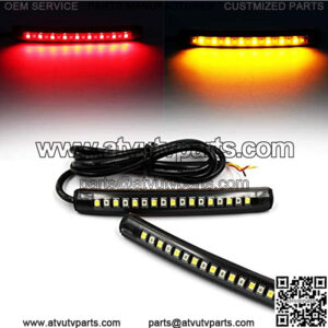 2x Universal Flexible LED Turn Signal Tail Brake License Plate Light Integrated for Motorcycle Bike ATV Car RV SUV, Brake/Running Tail Light(2Pack) (Amber Red)
