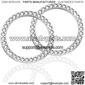 2 PCS Crtal Rhinestone Car Engine Start Stop Decoration Ring, Bling car Accessories, Push to Start Button, Key Ignition & Knob Bling Ring, White